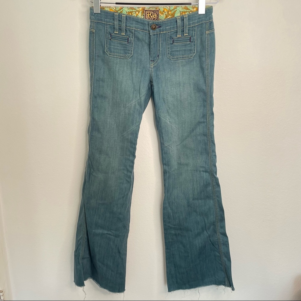 Rich & Skinny Jeans Womens Size 26 Wide Leg The Bay Raw Hem Medium Wash Y2K
